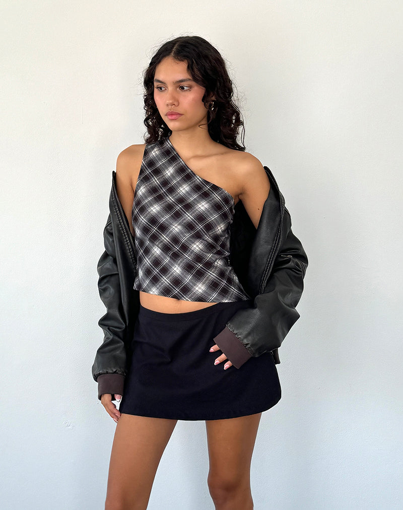 Immagine di Harini Top monospalla in nero bianco check