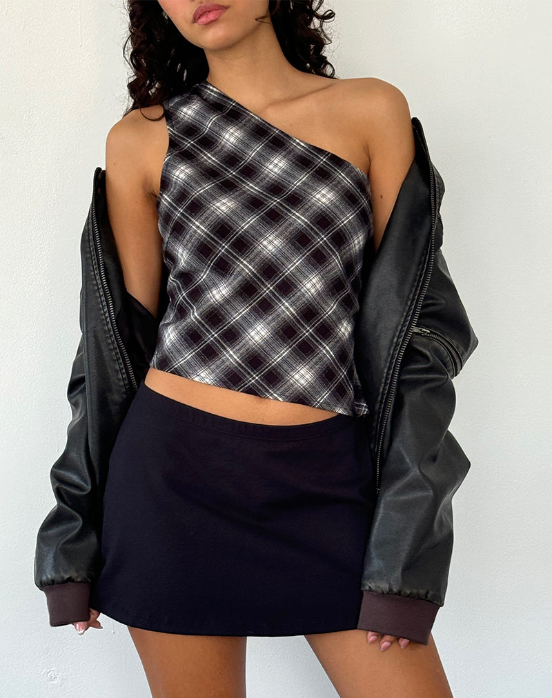 Immagine di Harini Top monospalla in nero bianco check