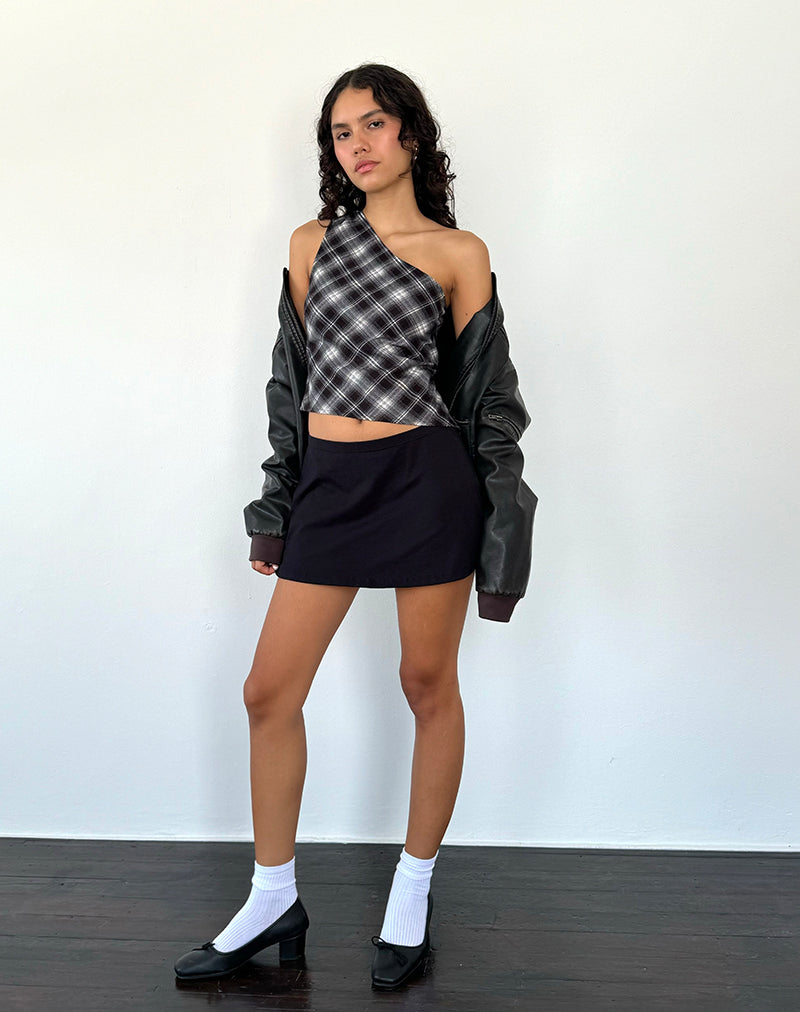 Immagine di Harini Top monospalla in nero bianco check