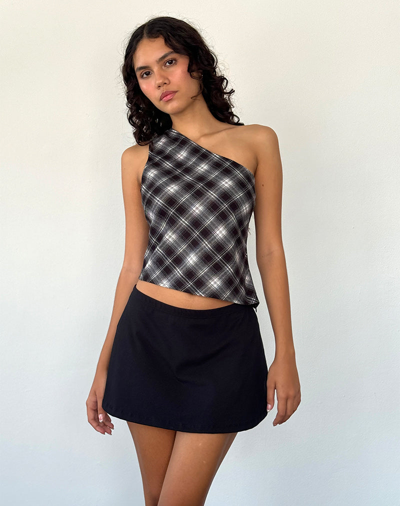 Immagine di Harini Top monospalla in nero bianco check