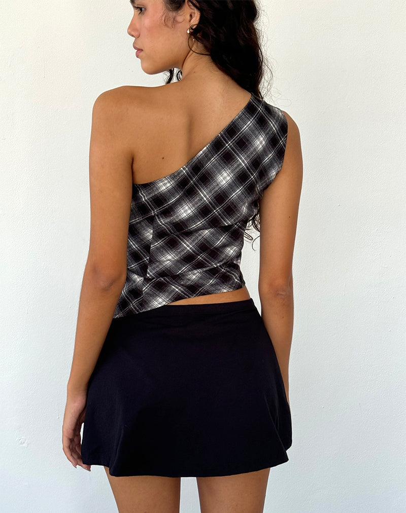 Immagine di Harini Top monospalla in nero bianco check