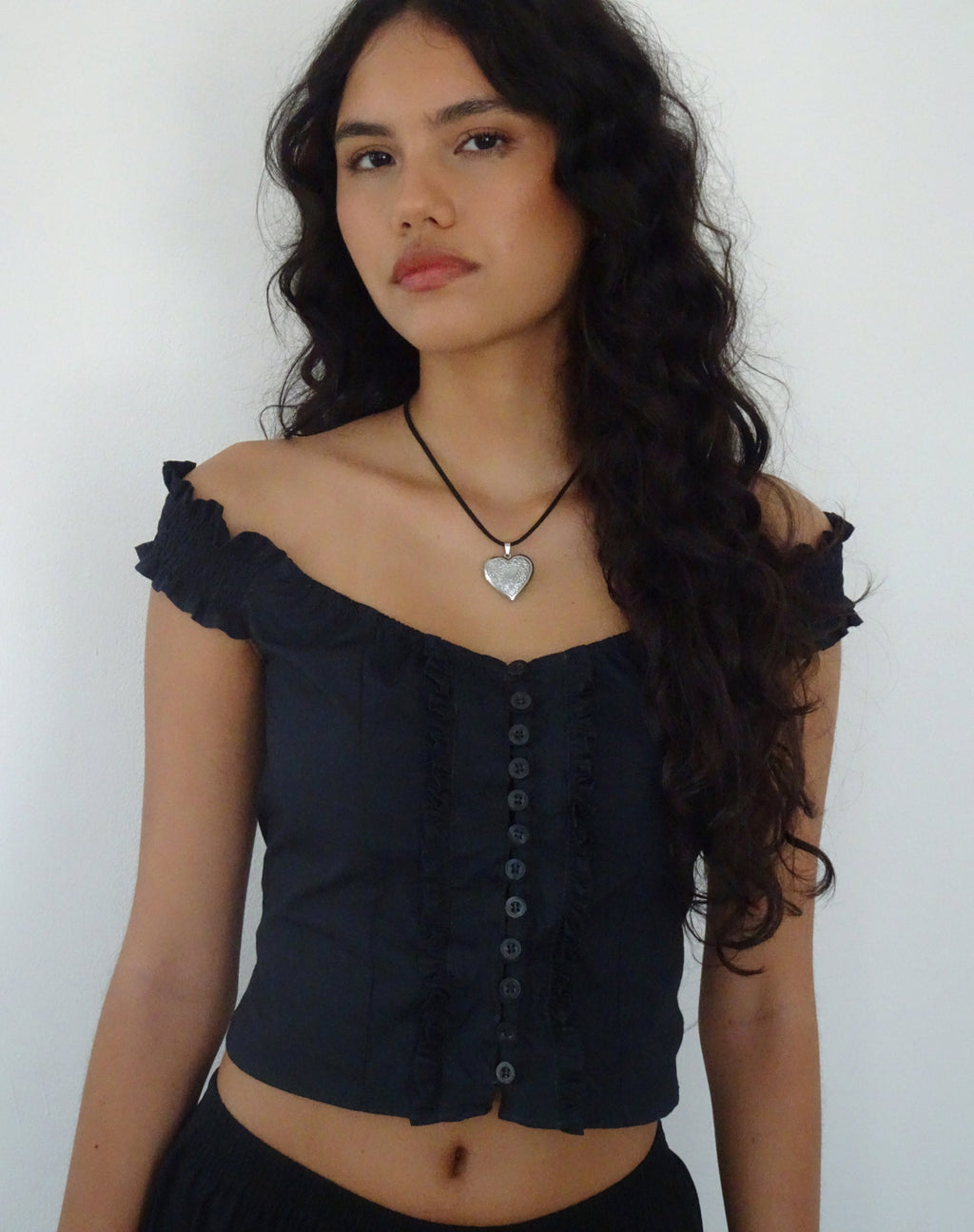 Alderidge - Top con corsetto Bardot in nero