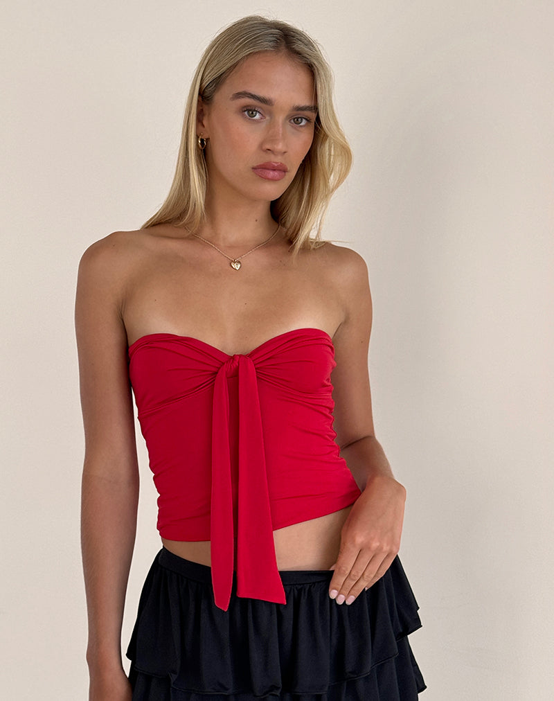 Harlyn - Top a fascia in rosso lucido