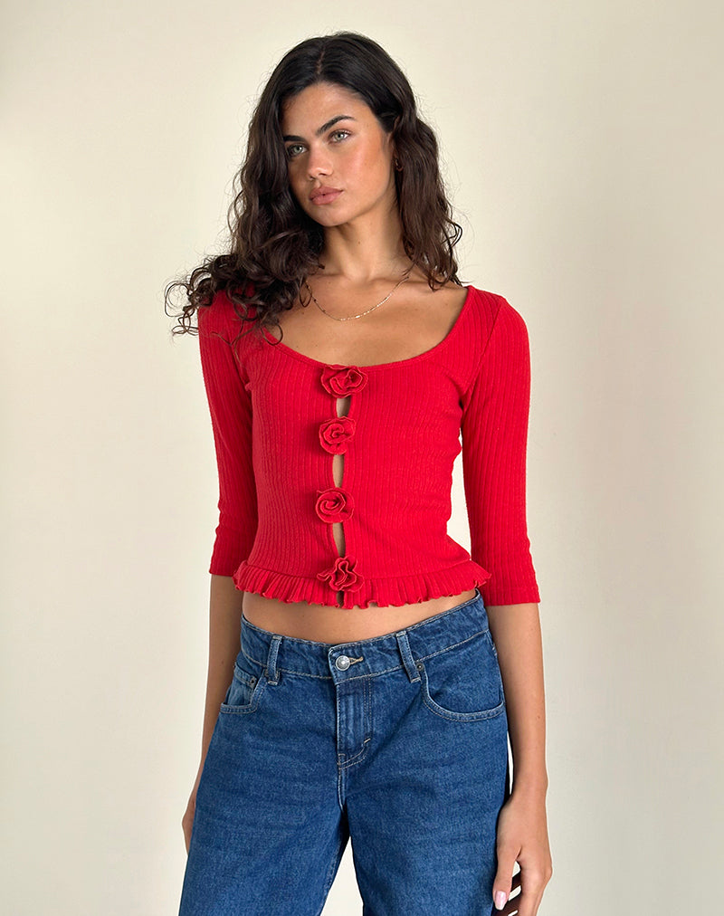 immagine di Harpan Rosette Front Top in rosso