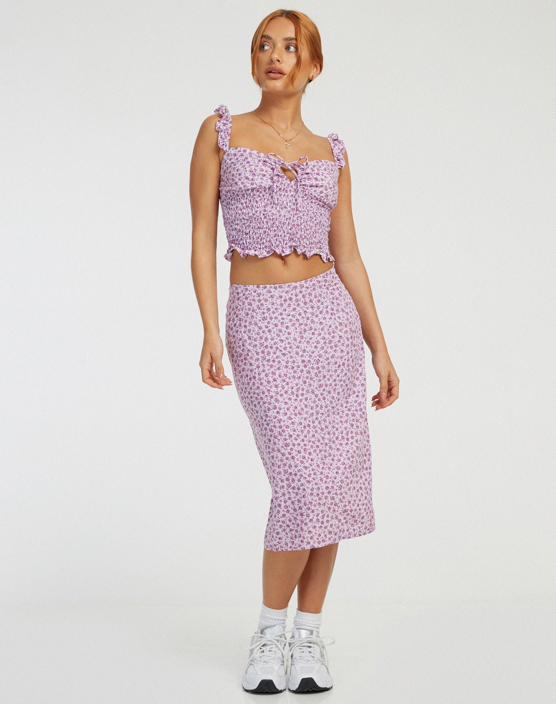 Immagine di Harriet Midi Skirt in Ditsy Rose Lilac