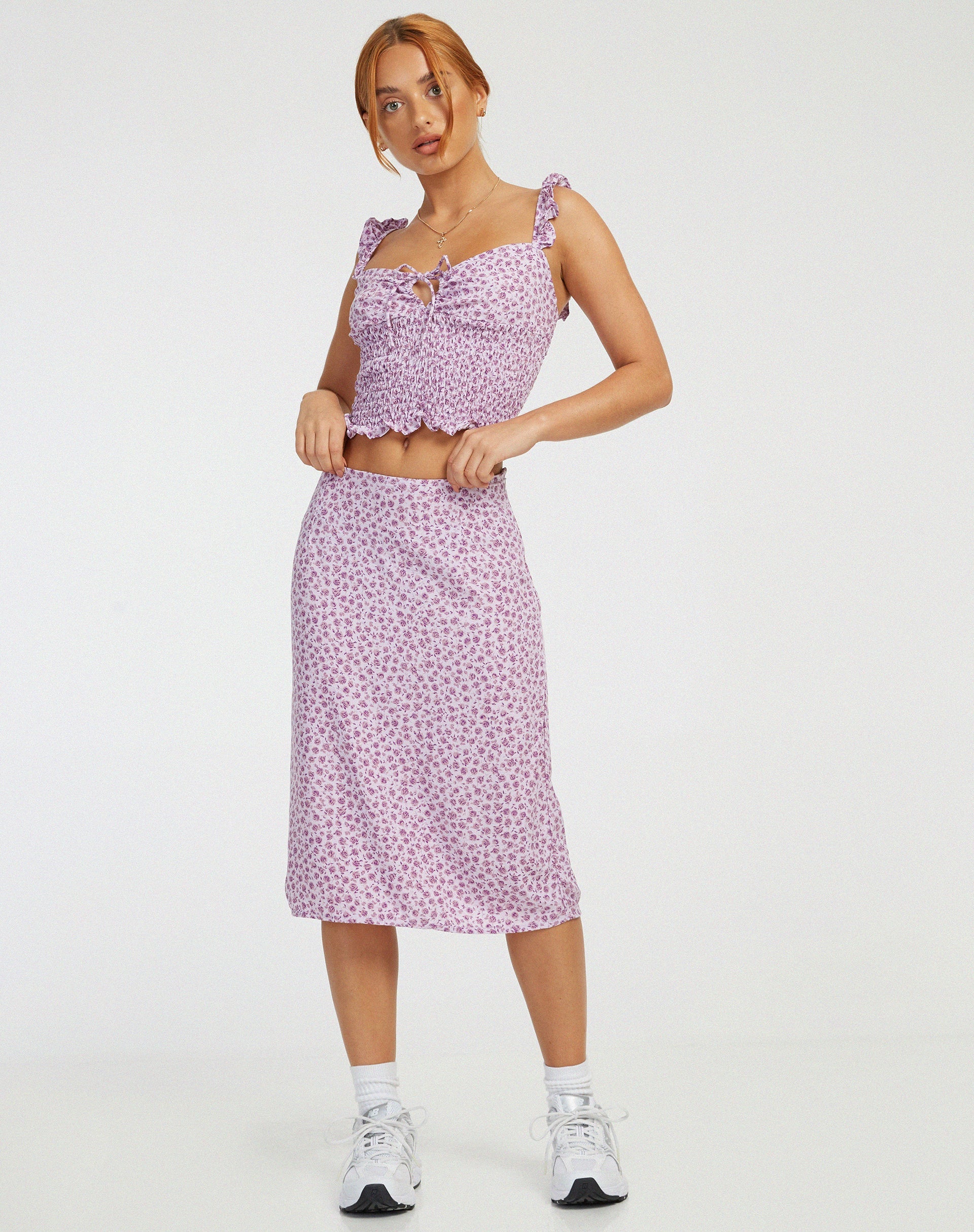 Immagine di Harriet Midi Skirt in Ditsy Rose Lilac