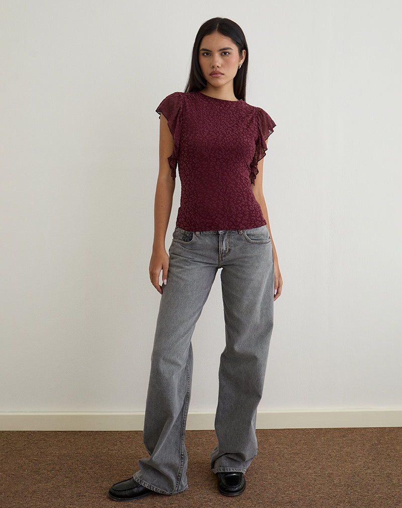 Immagine di Harsya Top in Flock Mini Leopard Plum