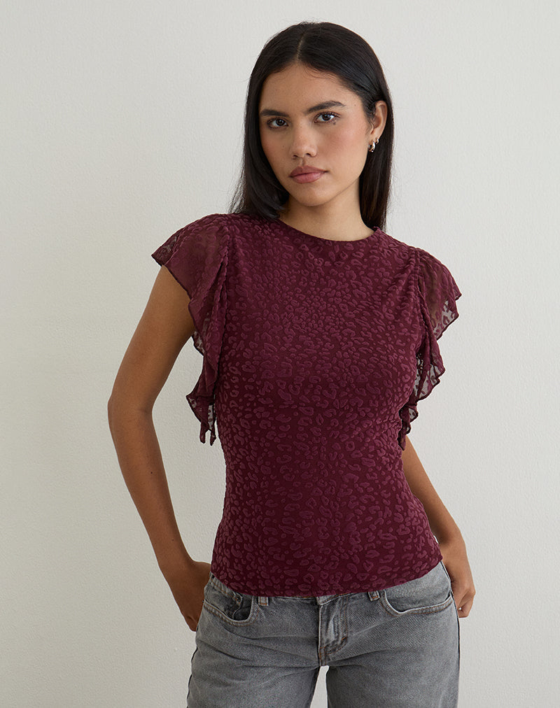 Immagine di Harsya Top in Flock Mini Leopard Plum
