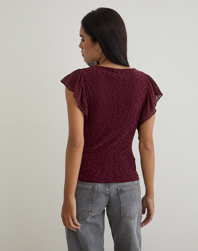 Immagine di Harsya Top in Flock Mini Leopard Plum