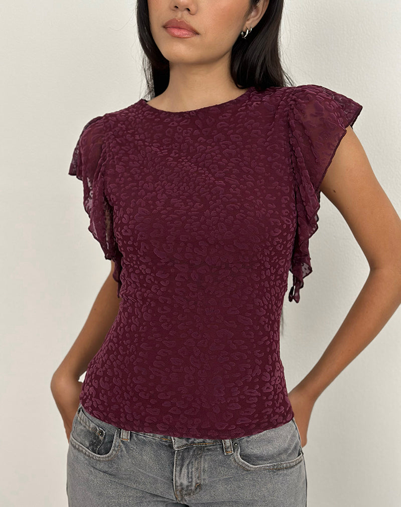 Immagine di Harsya Top in Flock Mini Leopard Plum