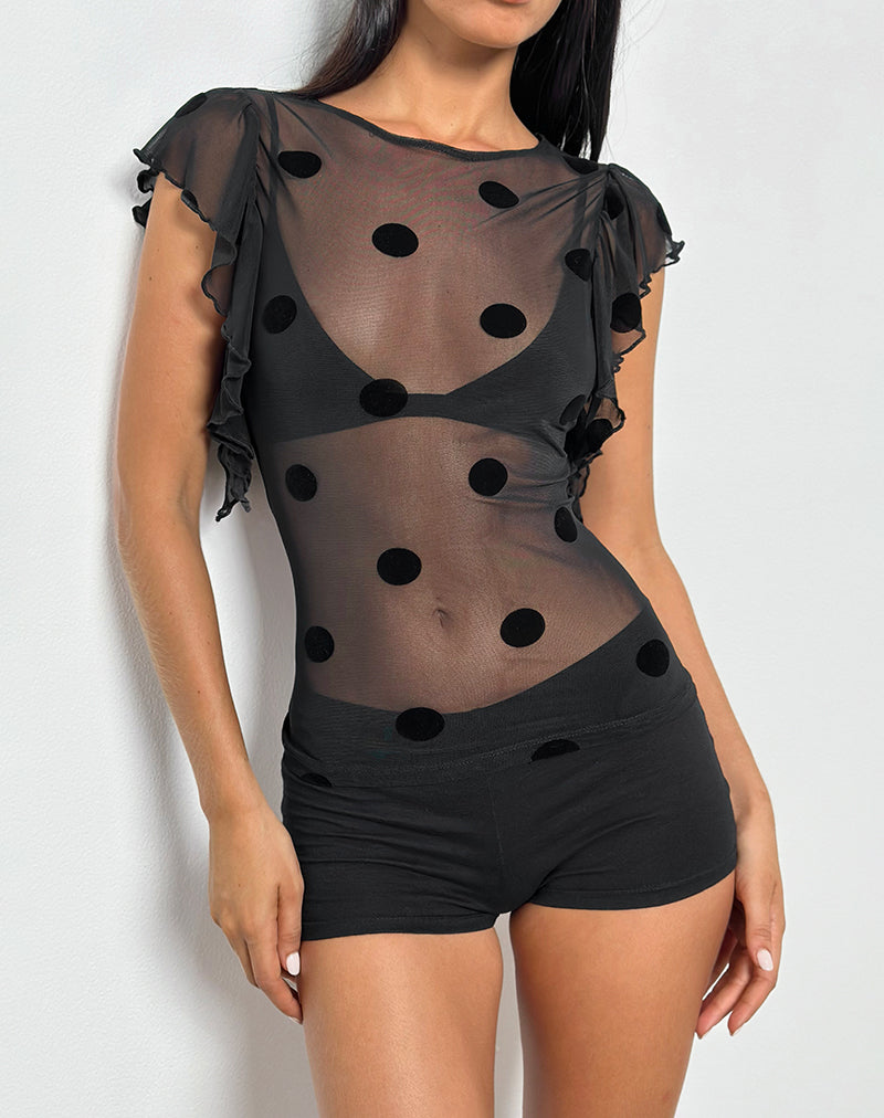 Immagine di Harsya Top sfoderato in Big Polka Flock Nero