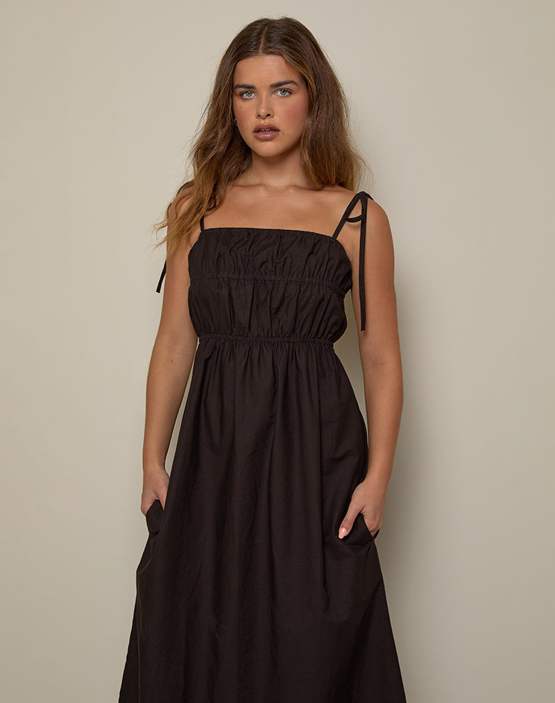 Vestito Haruko Midi in Bitter Chocolate