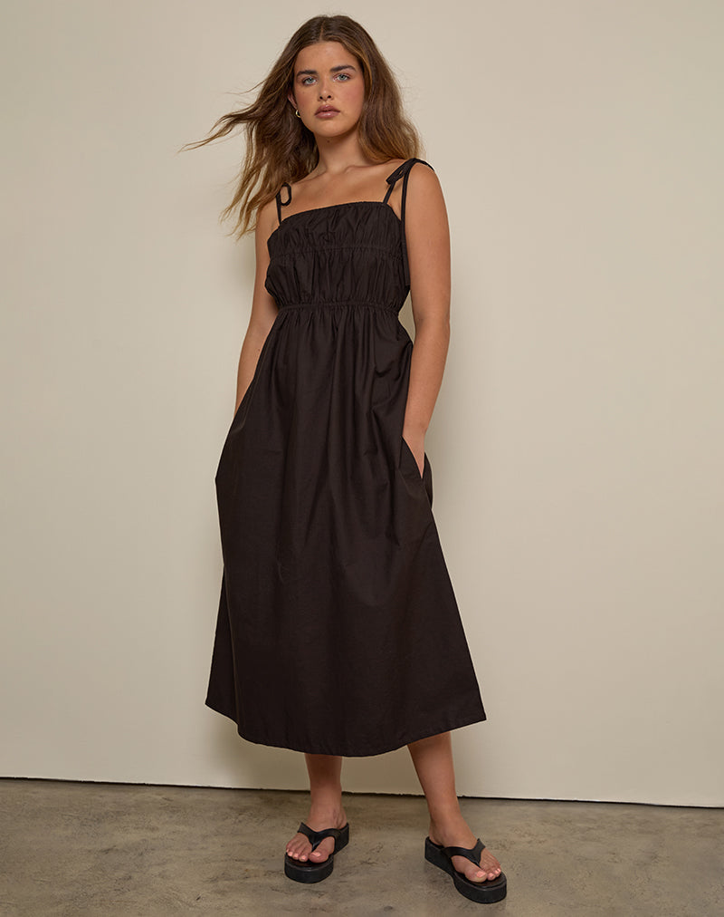 Vestito Haruko Midi in Bitter Chocolate
