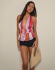 Immagine di Hassna Top a collo alto in chiffon rosa dipinto a righe