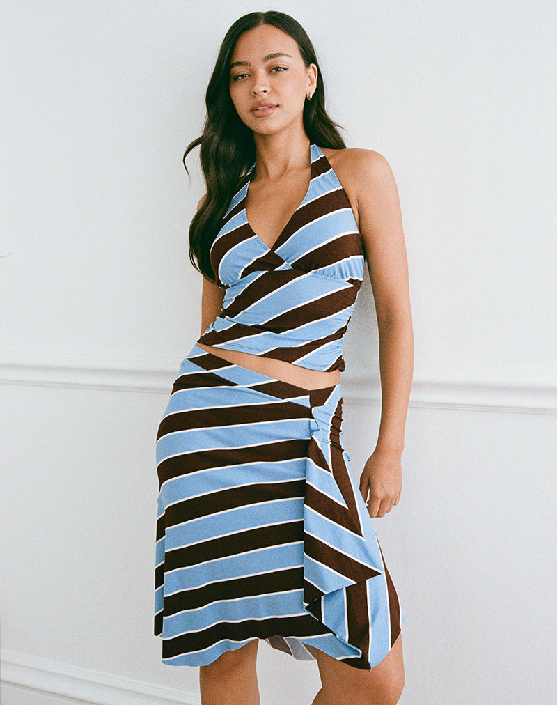 Immagine di Haya Plunge Top a righe retrò blu