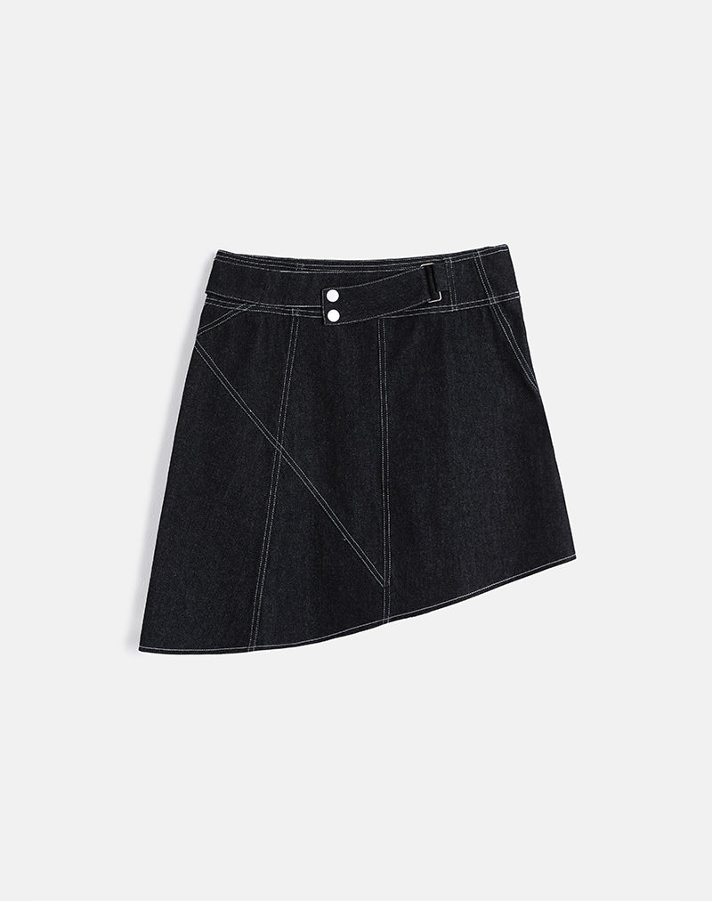 Immagine di Hayashi Gonna midi asimmetrica in Denim Black Wash