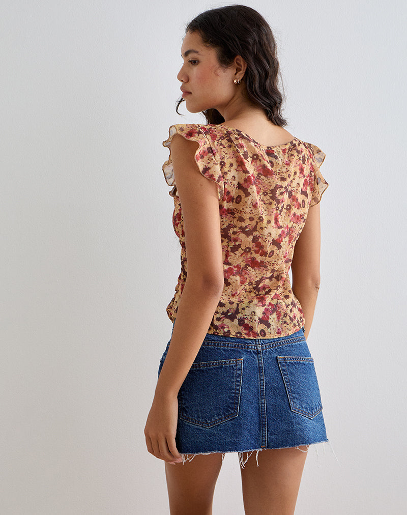 Immagine di Heidi Wrap Top in chiffon Rusty Flower
