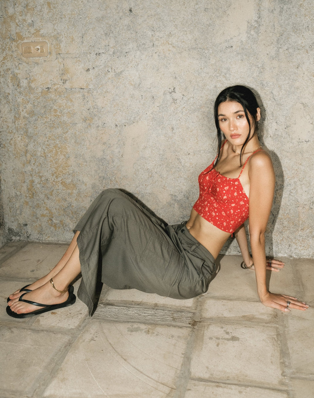 Crop Top Hema in rosso Paisley Fun