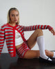 Immagine di Henidar Cardigan a strisce rosse e grigie con ciliegia