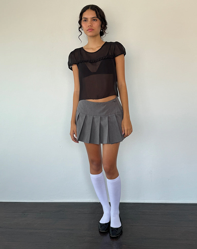 Immagine di Henrietta Frill Blouse in chiffon nero