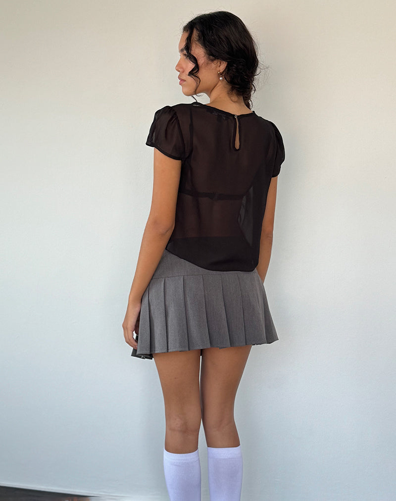 Immagine di Henrietta Frill Blouse in chiffon nero
