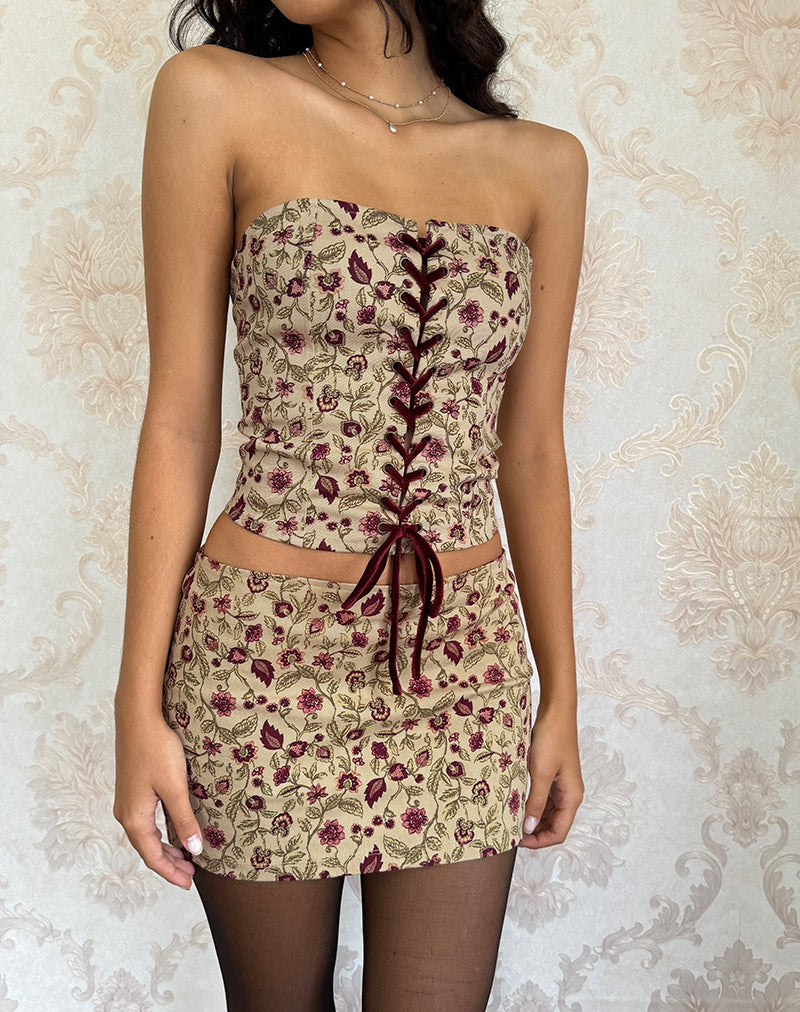 Immagine di Bebeka Micro Mini Gonna in Botanical Taupe