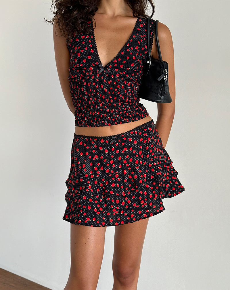 Immagine di Camigi Mini Gonna in Polka Fragola Nero
