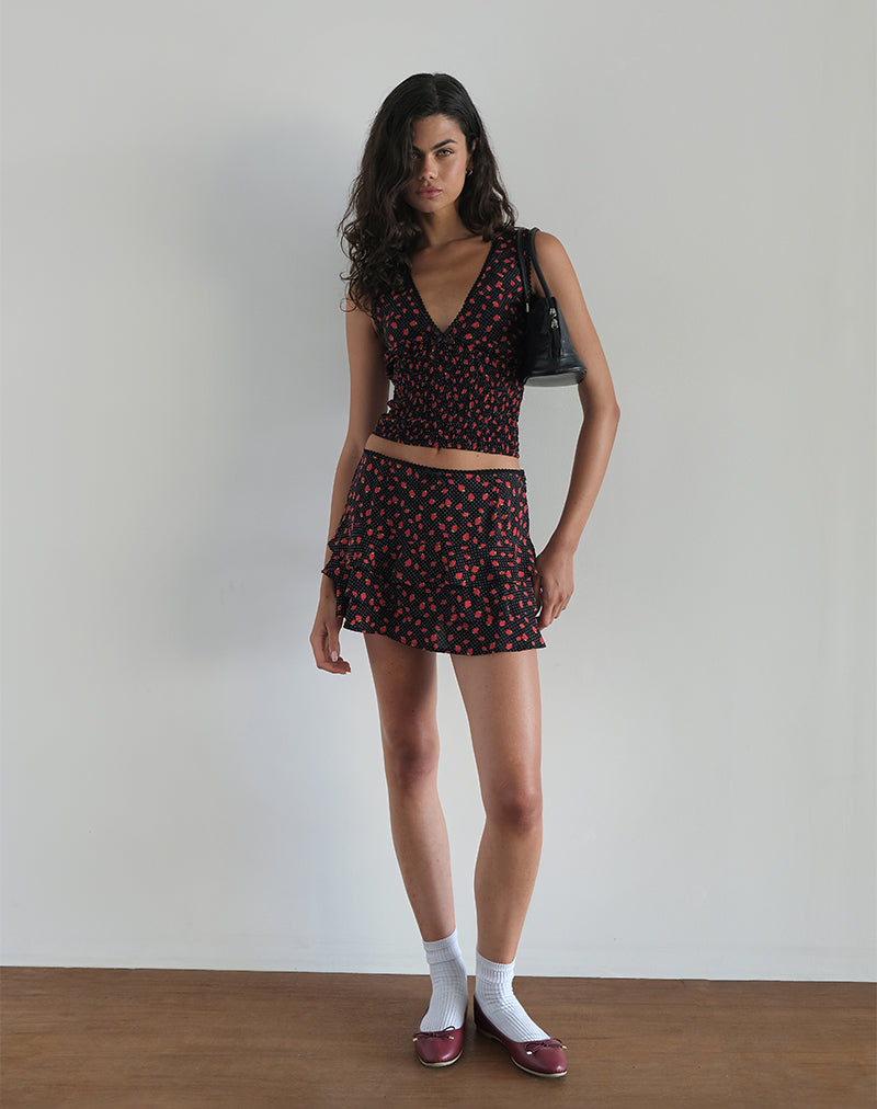 Immagine di Camigi Mini Gonna in Polka Fragola Nero