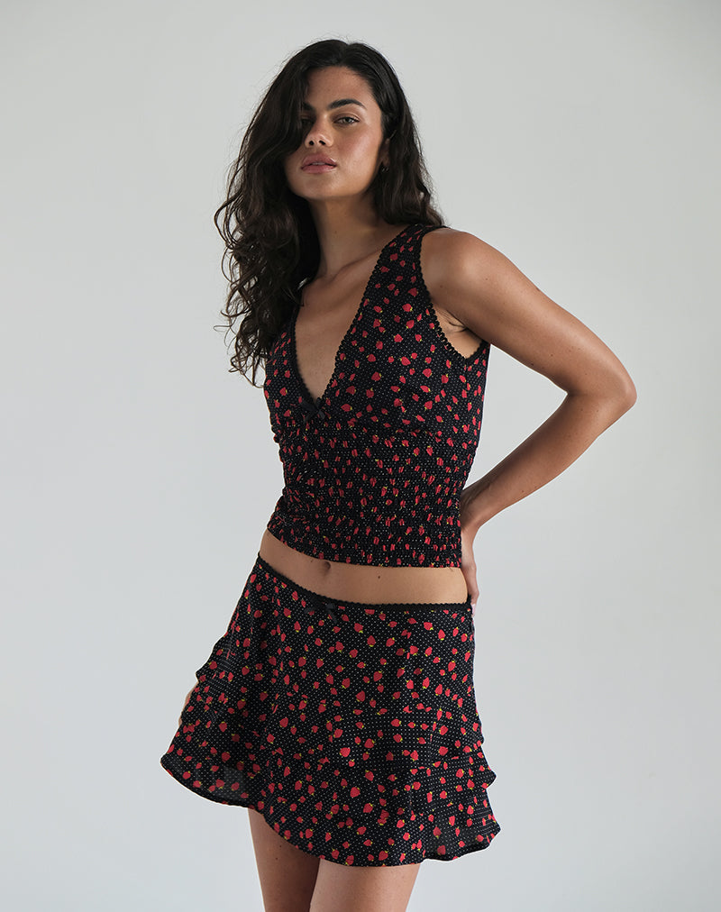 Immagine di Camigi Mini Gonna in Polka Fragola Nero