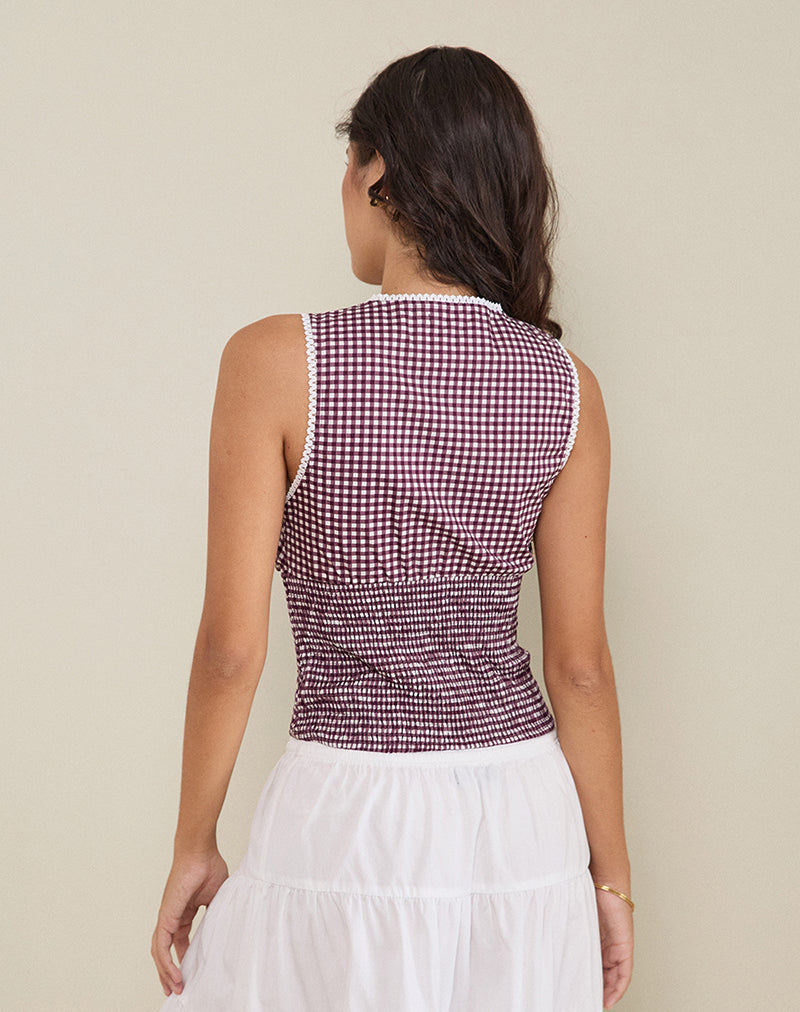 Immagine di Hevalis - Top a immersione in Mini Gingham Vino