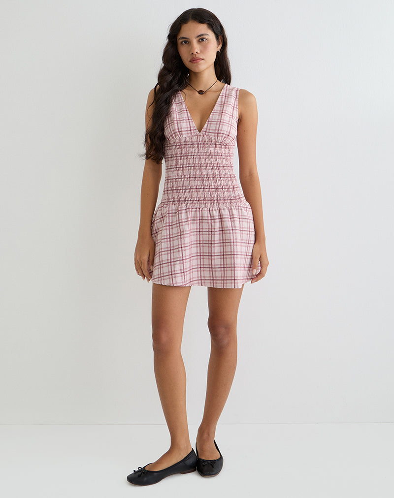 Immagine di Hevoria Mini Dress in Basic Tartan Pink