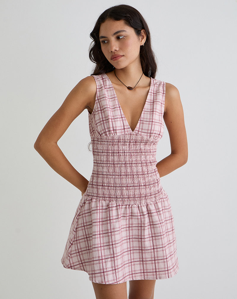Immagine di Hevoria Mini Dress in Basic Tartan Pink