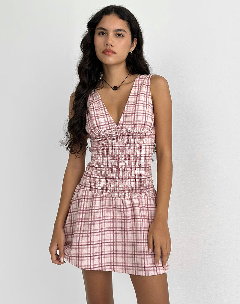 Immagine di Hevoria Mini Dress in Basic Tartan Pink