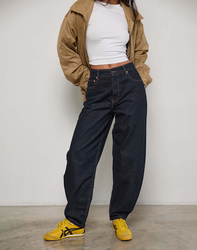 Immagine di High Rise Barrel Jean in Indaco