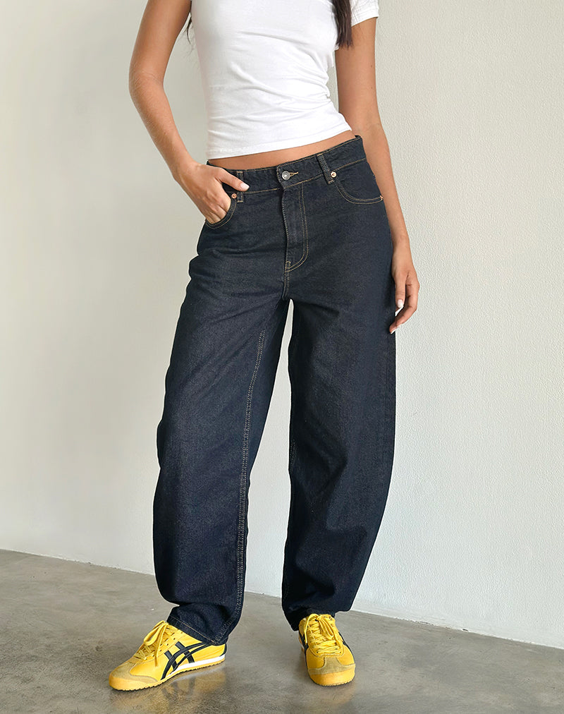 Immagine di High Rise Barrel Jean in Indaco