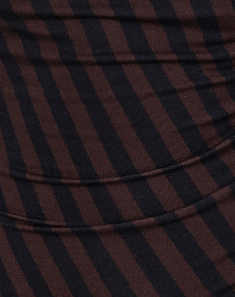 Top Hikari a righe diagonali marrone