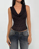 Top Hikari a righe diagonali marrone