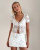 immagine di Hillary Tie Top in bianco floreale strutturato