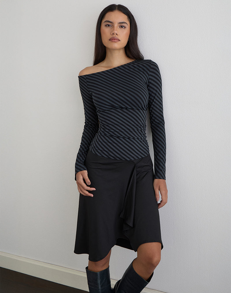 Immagine della maglia Hoang Slouch Top con righe oblique Ocean Storm
