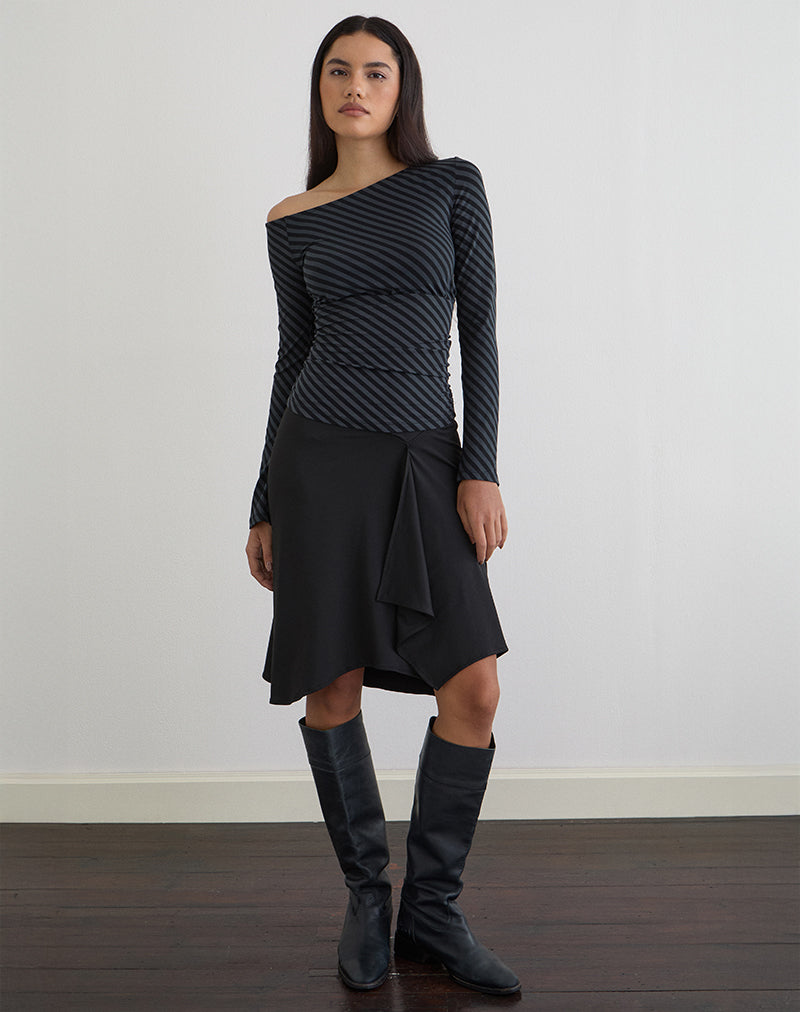 Immagine della maglia Hoang Slouch Top con righe oblique Ocean Storm