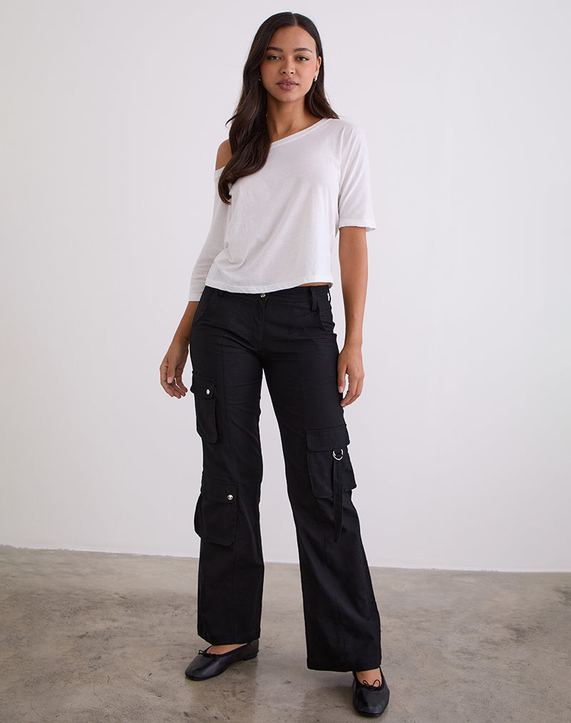 Pantaloni cargo di lino Hojo in nero