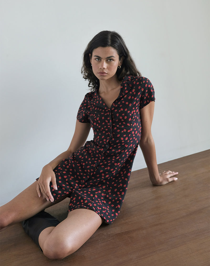 Mini abito Holmana in Strawberry Polka Nero