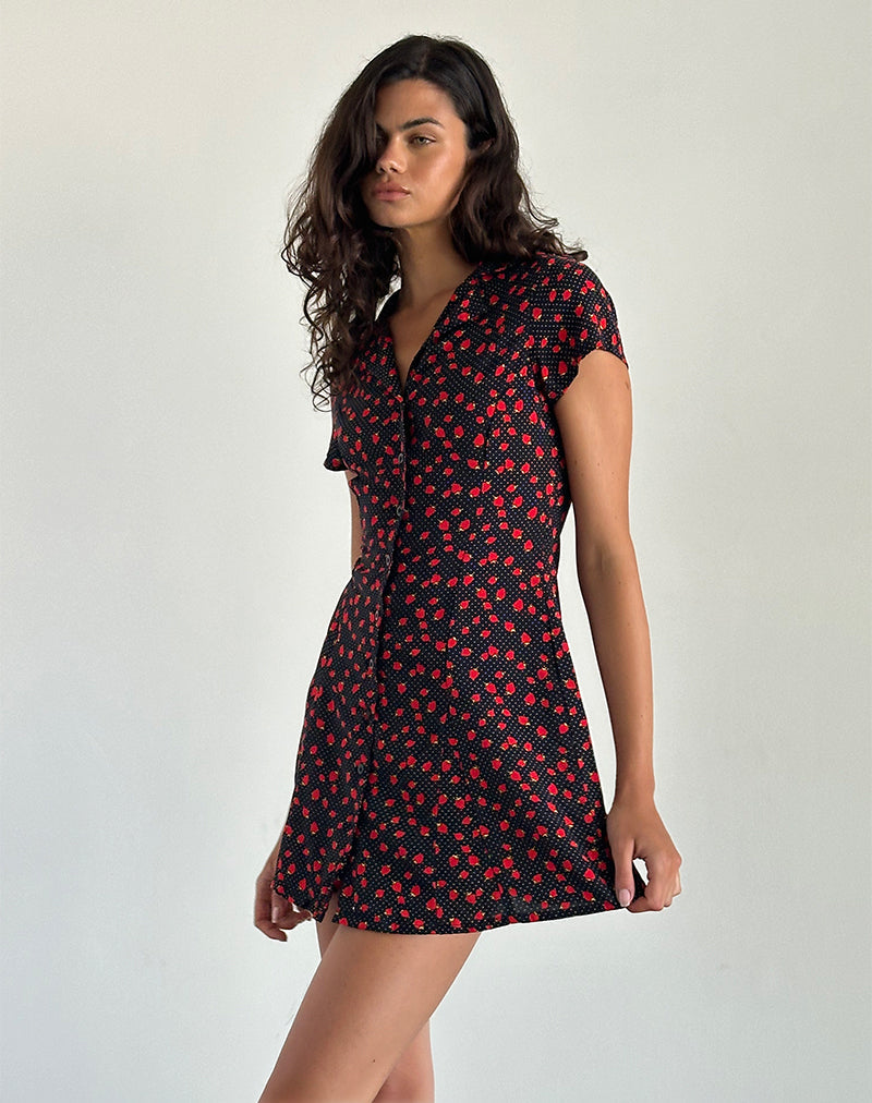 Mini abito Holmana in Strawberry Polka Nero