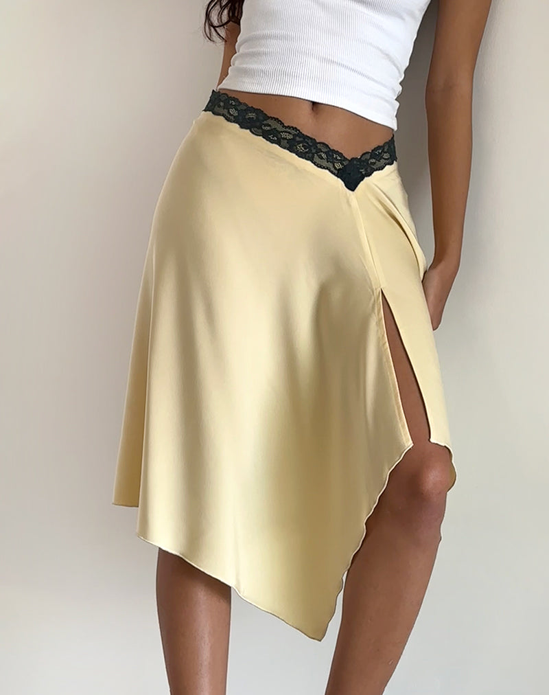 Immagine di Houda Gonna midi in latticello con pizzo grigio
