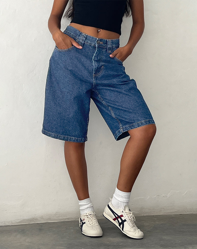 Pantaloncini skater a vita bassa in core blue stone