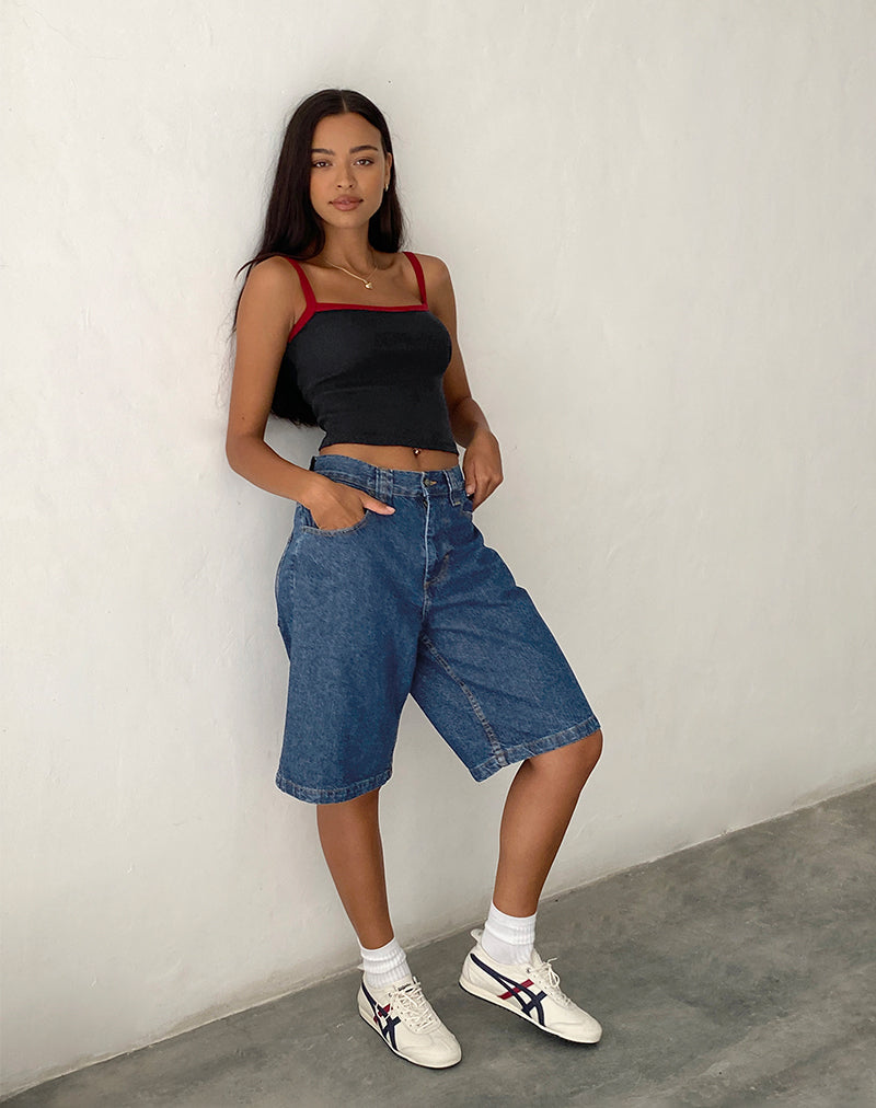 Pantaloncini skater a vita bassa in core blue stone