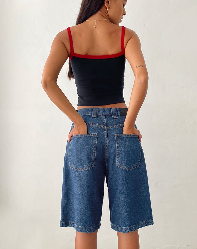 immagine di Pantaloncini skater a vita bassa in Core Blue Stone