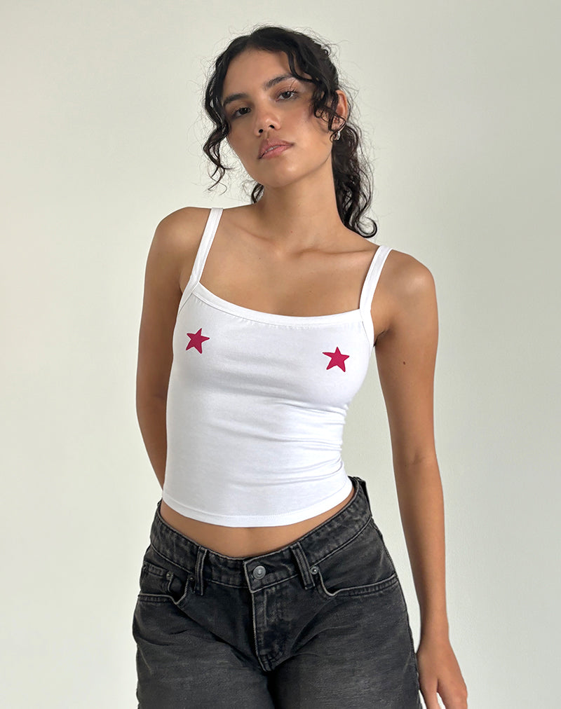 Top Icah Cami bianco con stelle