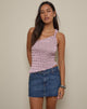 Immagine di Idari Top monospalla in maglia a righe rosa tenue