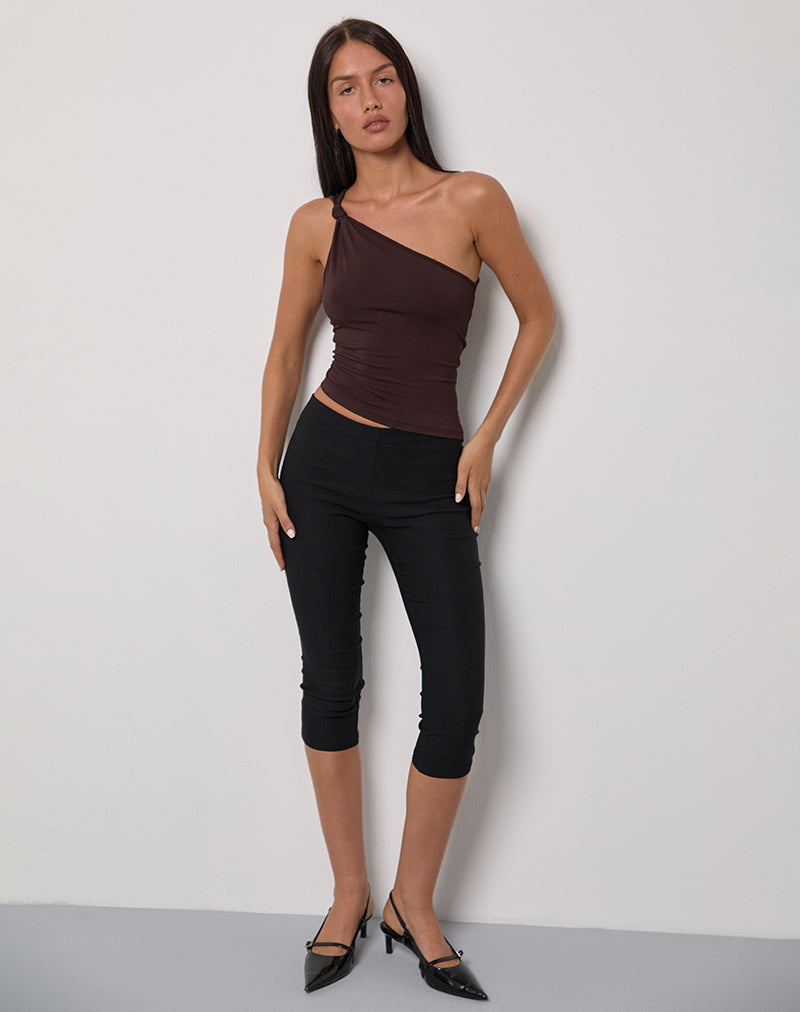 Top asimmetrico Idra in jersey di rayon Cioccolato amaro